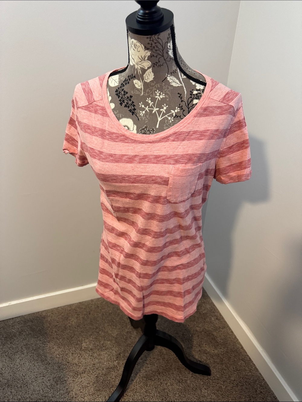 Natural Reflections Pink Striped Short-Sleeve Pocket Tee